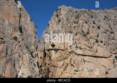 Sentier Royal (El Caminito del Rey) dans gorge Chorro, la province de Malaga, Espagne, Europe Banque D'Images