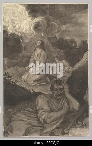 Le Christ au Jardin des Oliviers. Artiste : Claude Mellan (Français, Abbeville 1598-1688 Paris). Fiche technique : Dimensions : 17 x 11 3/8 à 9/16. (44,6 x 28,9 cm). Date : le 17e siècle. Musée : Metropolitan Museum of Art, New York, USA. Banque D'Images