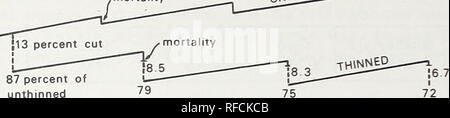. Rendements avec et sans éclaircie commerciale répétées dans un site de haute qualité, le sapin de Douglas. Le douglas ; amincissement amincissement de la forêt. &Lt ; -i &Lt ; &Lt ; CD &Lt ; Z u. O I- Z ui O cc 120 110 100 90 80 70 60 50 40 30 20 10 0 56 la mortalité. 87 pour cent des 5860 non éclairci l   62 64 66 ÂGE (années) 68 70 72 74 Figure 3.--surface terrière relative croissance et le rendement des peuplements éclaircis et non éclaircis. Tableau 3.-Mortalité par acre en peuplements éclaircis et non éclaircis, arbres 5,5 pouces et plus grandes dans d.b.h.- Nombre d'années de la période de rodage ?./ nombre de tiges dire d.b.h. La surface terrière volume total po non éclaircis Sq Banque D'Images
