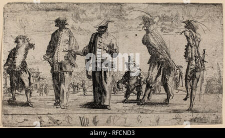 Pantalons. En date du : 1632. Technique : gravure. Musée : National Gallery of Art, Washington DC. Auteur : STEFANO DELLA BELLA. Banque D'Images
