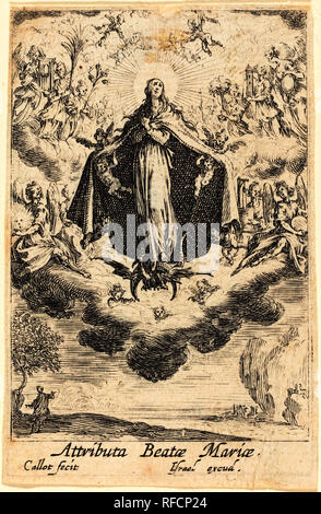 Attributs de la Vierge. En date du : en 1630 ou après. Technique : gravure. Musée : National Gallery of Art, Washington DC. Auteur : Jacques Callot. Banque D'Images