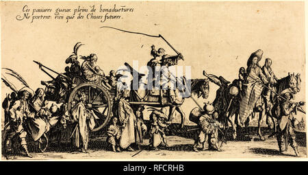 Les bohémiens Marcher : l'arrière-garde. En date du : 1621. Technique : gravure et gravure. Musée : National Gallery of Art, Washington DC. Auteur : Jacques Callot. Banque D'Images