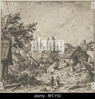 Le hameau sur le Montainous la masse. Artiste : Allart van Everdingen (Néerlandais, Alkmaar Amsterdam 1621-1675). Fiche Technique : Dimensions : 4 1/8 x 4 3/16 in. (10,4 × 10,7 cm). Musée : Metropolitan Museum of Art, New York, USA. Banque D'Images