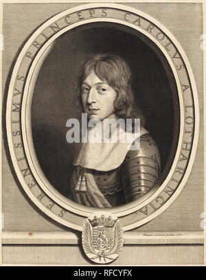 Charles V, Duc de Lorraine. En date du : 1660. Technique : gravure. Musée : National Gallery of Art, Washington DC. Auteur : Robert Nanteuil. Banque D'Images