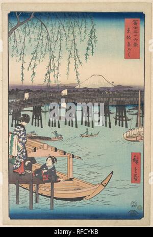 Toto, Ryogoku, de la série trente-six vues du Mont Fuji Fugaku sanjurokkei (). Artiste : Utagawa Hiroshige (Japonais, Tokyo (EDO) 1797-1858 Tokyo (EDO)). Culture : le Japon. Dimensions : 14 x 9 15/32 à 15/32. (36,8 x 24,1 cm). Date : le 4e mois, l'année 1858. Musée : Metropolitan Museum of Art, New York, USA. Banque D'Images