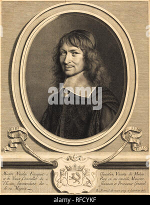 Nicolas Fouquet. En date du : 1661. Technique : gravure. Musée : National Gallery of Art, Washington DC. Auteur : Robert Nanteuil. Banque D'Images