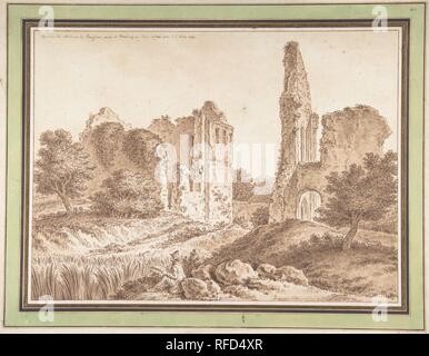 Ruines du château de Becoiseau, près de Mortcerf (seine-et-Marne). Artiste : Johann Georg Wille (Allemand), France active (Köningsberg 1715-1808 Paris). Dimensions : 15/16 x 13 9 7/16 in. (25,3 x 34,1 cm). Date : 1784. Musée : Metropolitan Museum of Art, New York, USA. Banque D'Images