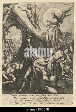 La Résurrection, à partir de la Passion du Christ. Artiste : Après Hendrick Goltzius (1558-1617 Mühlbracht Russisch, Haarlem) ; Nicolas Cochin (Français, Troyes 1610-1686 Paris). Fiche Technique : Dimensions : 5 5/8 x 3 15/16 in. (14,3 x 10 cm). Editeur : Jean Leblond (Français, ca. 1590-1666 Paris). Date : milieu du 17ème siècle. Musée : Metropolitan Museum of Art, New York, USA. Banque D'Images