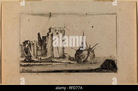 Marine. En date du : 1642. Technique : gravure. Musée : National Gallery of Art, Washington DC. Auteur : STEFANO DELLA BELLA. Banque D'Images