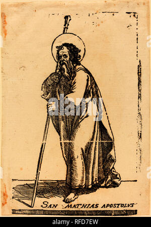 Saint Matthias. Technique : gravure sur bois. Musée : National Gallery of Art, Washington DC. Auteur : Jacques Stella. Banque D'Images