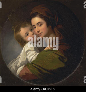 La femme de l'Artiste Elizabeth et leur fils Raphaël. Date/Période : Ca. 1773. La peinture. Huile sur toile. Hauteur : 673 mm (26.49 in) ; Largeur : 673 mm (26.49 in). Auteur : Benjamin West. Banque D'Images