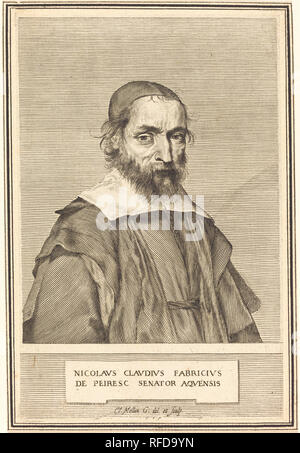 Nicolas-Claude Fabri de Peiresc. En date du : 1637. Fiche technique Dimensions : (découpés à l'intérieur d'une plaque mark) : 21,3 x 13,7 cm (8 3/8 x 5 3/8 in.). Technique : gravure sur bois sur papier. Musée : National Gallery of Art, Washington DC. Auteur : CLAUDE MELLAN. Banque D'Images