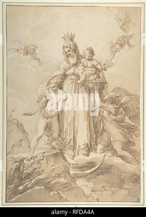 La Vierge immaculée avec l'Enfant Jésus. Artiste : Giuseppe Cades (italienne, Rome Rome 1750-1799). Dimensions : 17 x 12 11/16 1/16 po. (44,9 x 30,7 cm). Date : 1770. Musée : Metropolitan Museum of Art, New York, USA. Banque D'Images