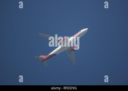 Chiang Mai, Thaïlande - 10 janvier 2019 : HS-LAH Airbus A330-300 de la compagnie aérienne Thai lion Air. Décoller de l'aéroport de Chiang Mai à Bangkok. Banque D'Images