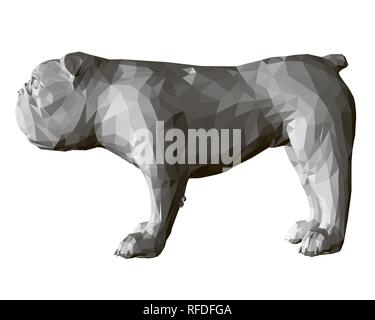 Bulldog polygonal 3D. Vue de côté. Vector illustration. Illustration de Vecteur