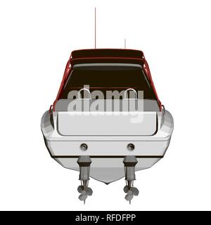 Bateau de sport rouge et blanc. Vue arrière. Bateau polygonal 3D. Vector illustration. Illustration de Vecteur