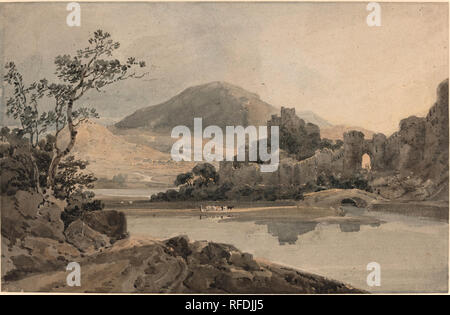 Conway Castle, au nord du Pays de Galles. En date du : ch. 1800. Dimensions : hors tout : 31 x 47,9 cm (12 3/16 x 18 7/8 in.). Médium : Aquarelle sur mine de plomb sur papier de la cartouche. Musée : National Gallery of Art, Washington DC. Auteur : Thomas Girtin. Banque D'Images