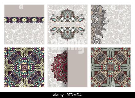 Ensemble de fleurs ornementales kalamkari traditionnel conception paisley Illustration de Vecteur