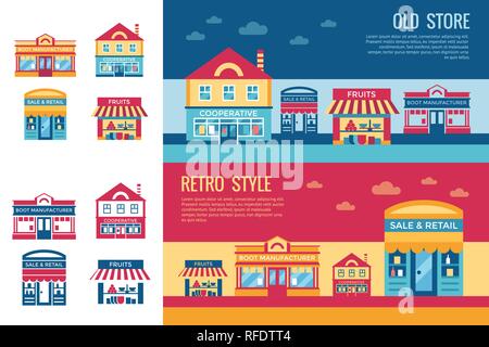 Vecteur numérique supermarché jaune avec des icônes tirées simple ligne info artistique graphique, présentation avec du commerce les éléments de construction autour de promo t Illustration de Vecteur