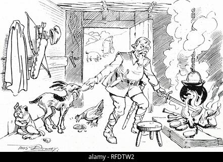 Alfred le Grand (849 - 26 octobre 899), Roi de Wessex de 871 à 899. Alfred le Grand est grondé par son sujet, un neatherd's wife, pour ne pas transformer les pains mais facilement de les manger lorsqu'ils sont cuits dans son chalet. Banque D'Images