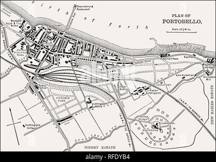 Plan de Portobello, Édimbourg, Écosse, 19e siècle Banque D'Images