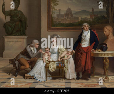 La famille d'André-François, comte de Miot de Melito, (1762-1841) consul de France, accrédité à Florence / André-François Miot, envoyé spécial de la République française au Grand Duc de Toscane - La famille de André-François, comte Miot de Melito, (1762-1841), consul de France à Florence. Date/période : 1796. La peinture. Huile sur toile huile sur toile. Hauteur : 687 mm (27.04 in) ; Largeur : 880 mm (34.64 in). Auteur : LOUIS GAUFFIER. Banque D'Images