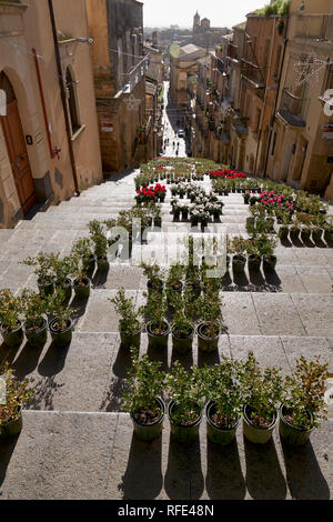 Il Borgo di Santa Maria del Monte (escalier de Santa Maria del Monte). Catlagirone Sicile Italie Banque D'Images