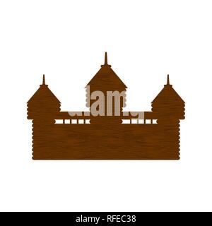 Forteresse en bois à colombages. Tour du château. L'avant-poste ancien Illustration de Vecteur