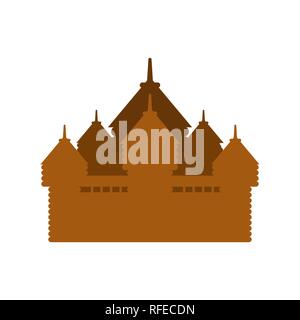 Forteresse en bois à colombages. Tour du château. L'avant-poste ancien Illustration de Vecteur