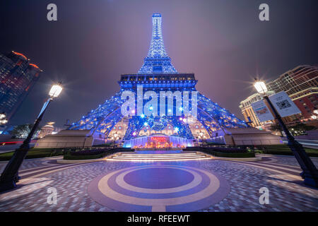 Macao, DEC 24 : vue de la nuit de la célèbre The Parisian Macao le 24 déc 2018 à Macao Banque D'Images