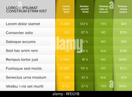 Table multifonction modèle de mise en page avec un joli design plié - version jaune et vert Illustration de Vecteur