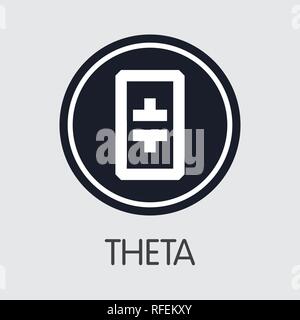 - THETA thêta. L'icône de Crypto de pièces ou de l'emblème du marché. Illustration de Vecteur