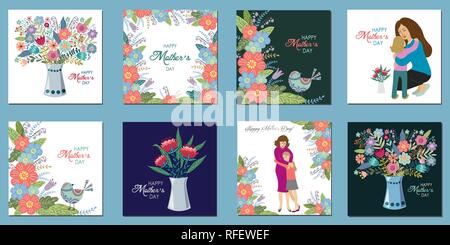 Happy mothers day, Ser de tirer la main modèle de conception pour les cartes de vœux , vector illustration Illustration de Vecteur