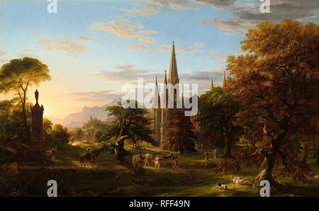 Le retour. En date du : 1837. Dimensions : hors tout : 100,3 × 161,4 cm (39 1/2 x 63 9/16 in.) : 132,7 × 194,6 encadrée × 15,2 cm (52 1/4 × 76 × 6 5/8 in.). Médium : Huile sur toile. Musée : National Gallery of Art, Washington DC. Auteur : Thomas Cole. Banque D'Images