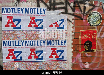 La Révolution ne sera pas nettoyé par le Conseil, Motley AtoZ, AZ'art de la rue, quartier Nord de Manchester, au nord ouest de l'Angleterre, Royaume-Uni Banque D'Images