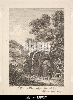 Frère Joseph dans les Alpes. Artiste : Johann Christoph Erhard (allemand, Nuremberg 1795-1822 Rome) ; Après Lori. Dimensions : plaque : 5 3/16 x 3 7/8 in. : Feuille 6 1/8 x 4 2/13 in.. Date : 1820. Musée : Metropolitan Museum of Art, New York, USA. Banque D'Images