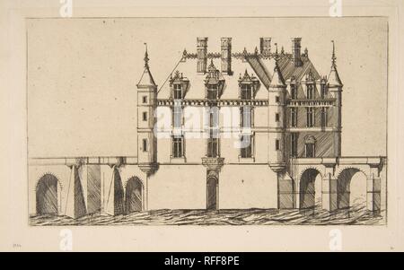 Château de Chenonceau, n° 1, après Ducerceau. Artiste : Charles Meryon (Français, 1821-1868) ; Après Jacques Androuet du Cerceau (français, Paris 1510/12-1585 Annecy). Dimensions : plateau : 5 1/4 x 8 3/4 in. (13,3 x 22,2 cm) : fiche 8 11/16 x 9 5/8 in. (22 x 24,5 cm). Date : 1856. Musée : Metropolitan Museum of Art, New York, USA. Banque D'Images