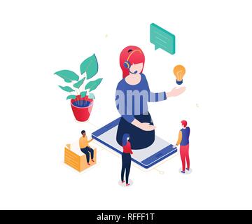 Support technique - vector illustration isométrique colorée moderne Illustration de Vecteur