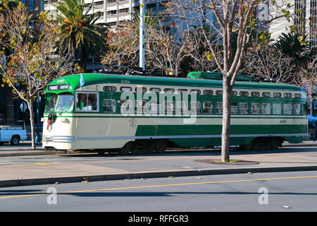 Le tramway électrique à San Francisco, USA Banque D'Images