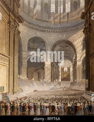 Aquarelle - L'anniversaire de l'organisme de bienfaisance d'enfants dans la Cathédrale de St Paul. Date/période : 1826. Peintures, estampes et dessins. Papier ; encre ; aquarelle. Auteur : Robert Havell. Banque D'Images