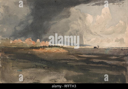 À Hailsham, Sussex : une tempête approche. Date/période : 1821. Paysage. Aquarelle et graphite sur moyenne, légèrement texturé, vélin moyen. Hauteur : 438 mm (17.24 in) ; Largeur : 597 mm (23.50 in). Auteur : Samuel Palmer. Banque D'Images