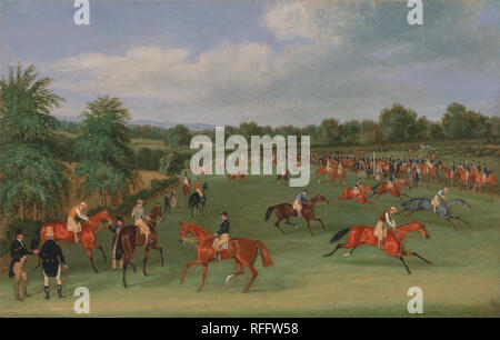 Courses d'Epsom : Préparation au démarrage. Date/période : 1834 à 1835. La peinture. Huile sur toile. Hauteur : 308 mm (12.12 in) ; Largeur : 473 mm (18.62 in). Auteur : James Pollard. Banque D'Images
