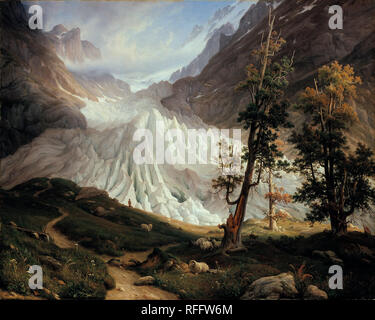 Grindelwaldgletscheren / Grindelwald glacier. Date/période : 1838. La peinture. Huile sur toile. Hauteur : 157 cm (61,8 in) ; Largeur : 194 cm (76,3 in). Auteur : THOMAS FEARNLEY. FEARNLEY, THOMAS. Banque D'Images