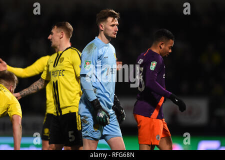 BURTON ON TRENT, Royaume-Uni 23 janvier. Burton Albion gardien Bradley Collins (40) au cours de l'Carabao Cup match entre Burton Albion et Manchester City au stade de Pirelli, Burton upon Trent le mercredi 23 janvier 2019. (Crédit : MI News & Sport) Banque D'Images