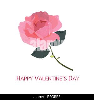 La main rose rose de beauté. Happy Valentine's day Greeting card romantique Illustration de Vecteur