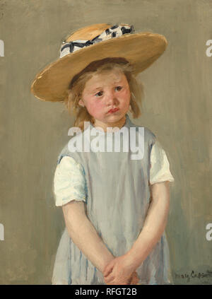 Enfant dans un chapeau de paille. En date du : ch. 1886. Dimensions : hors tout : 65,3 x 49,2 cm (25 11/16 x 19 3/8 in.) Encadré : 90,8 x 49,5 cm (35 3/4 x 19 1/2 in.). Médium : Huile sur toile. Musée : National Gallery of Art, Washington DC. Auteur : Mary Cassatt. Banque D'Images