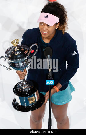 Melbourne, Australie. 26 janvier, 2019. Naomi Osaka du Japon a remporté le titre à l'Australian Open 2019 Tournoi de tennis du Grand Chelem à Melbourne, Australie, et est devenu le nouveau numéro un mondial. Frank Molter/Alamy live news Banque D'Images