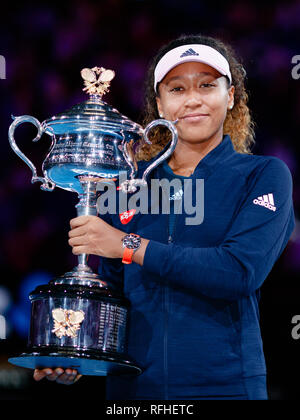 Melbourne, Australie. 26 janvier, 2019. Naomi Osaka du Japon a remporté le titre à l'Australian Open 2019 Tournoi de tennis du Grand Chelem à Melbourne, Australie, et est devenu le nouveau numéro un mondial. Frank Molter/Alamy live news Banque D'Images