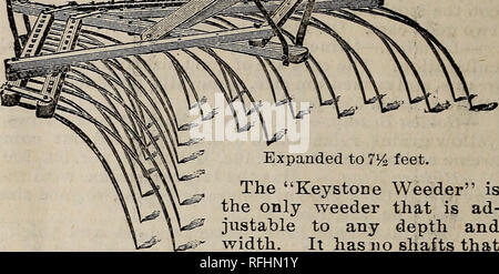 . [Catalogue]. Pépinière Missouri Kansas City ; les catalogues de graines de fleurs, graines de légumes Catalogues Catalogues Catalogues ; instruments agricoles. Réduite à 30 cm de la clôture, impossible. pieds. La "Keystone" Bineuse bineuse est la seule qui est ad- justable à n'importe quelle profondeur et largeur. Il n'a pas d'équilibrage qui entraveront travaille" à proximité de le gérer. Il ne sera pas obstruer ; la longue", panneaux printemps- dents sont placées et façonné cette obstruction est de 12 à 15 acres peut être couvert en une journée. Il exige qu'un cheval, et un garçon peut les dents ne cassera pas. Prix $10.00 le "FER À REPASSER Banque D'Images