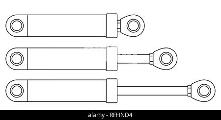 Illustration du vérin hydraulique ou ensemble d'amortisseur Illustration de Vecteur